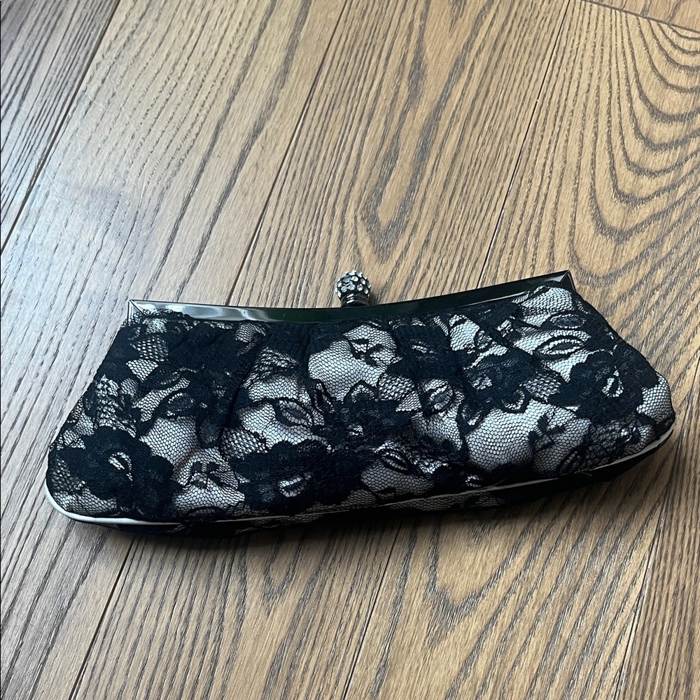 Jessica McClintock Black Lace Clutch